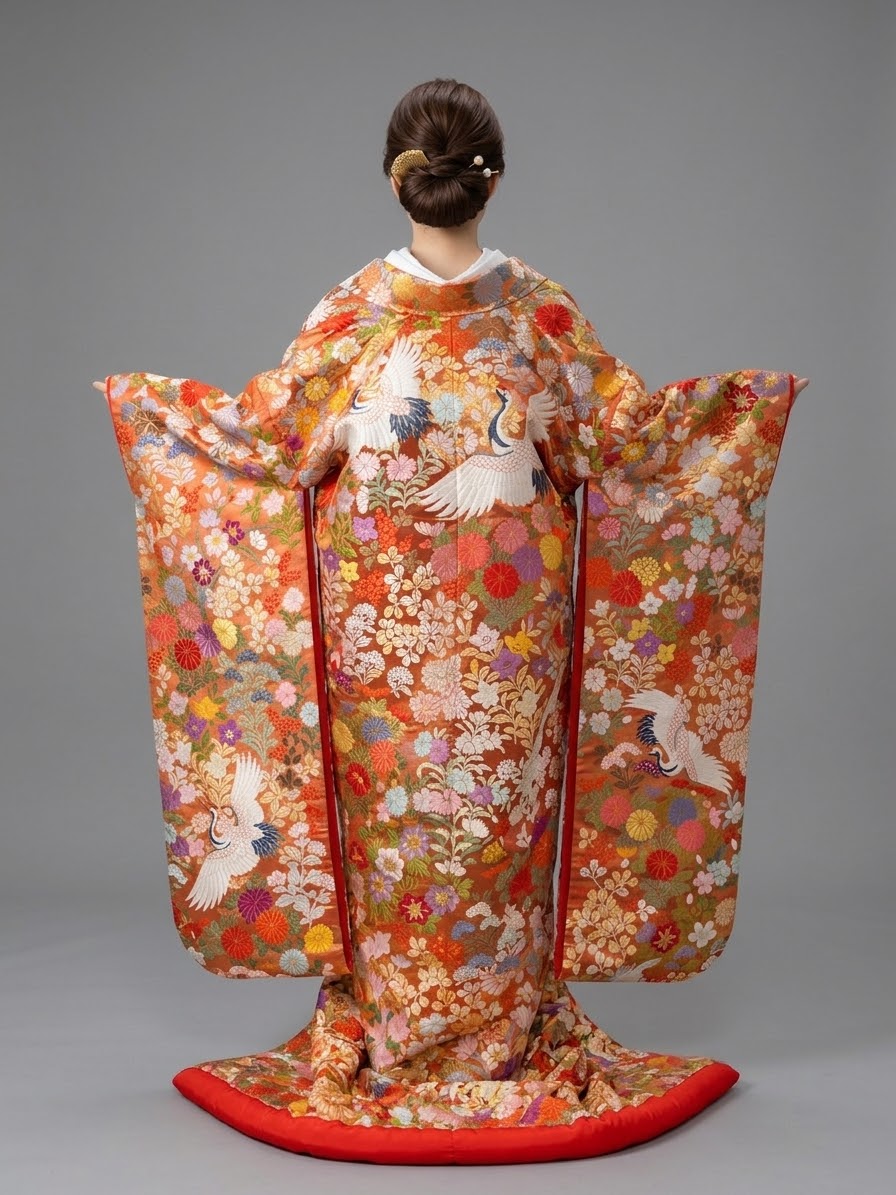 JUK122   草花飛鶴  佐賀錦